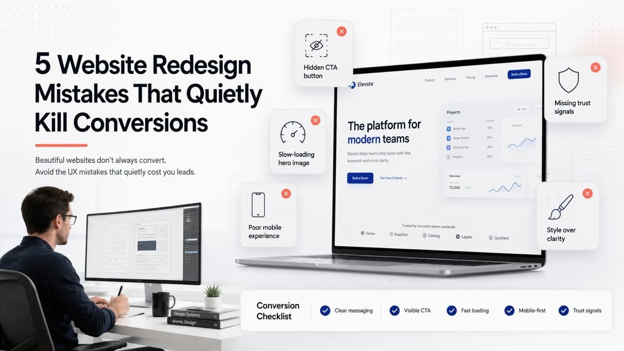 5 Website Redesign Mistakes That Quietly Kill Your Conversions cover